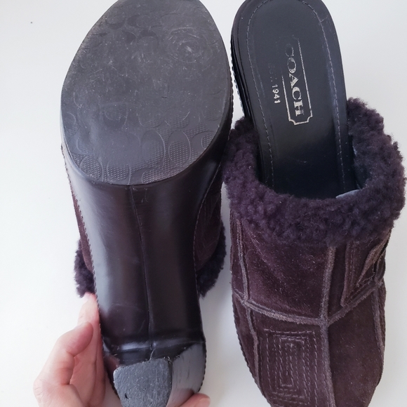 Vintage Coach Brown Suede Leather Mules - Picture 11 of 15